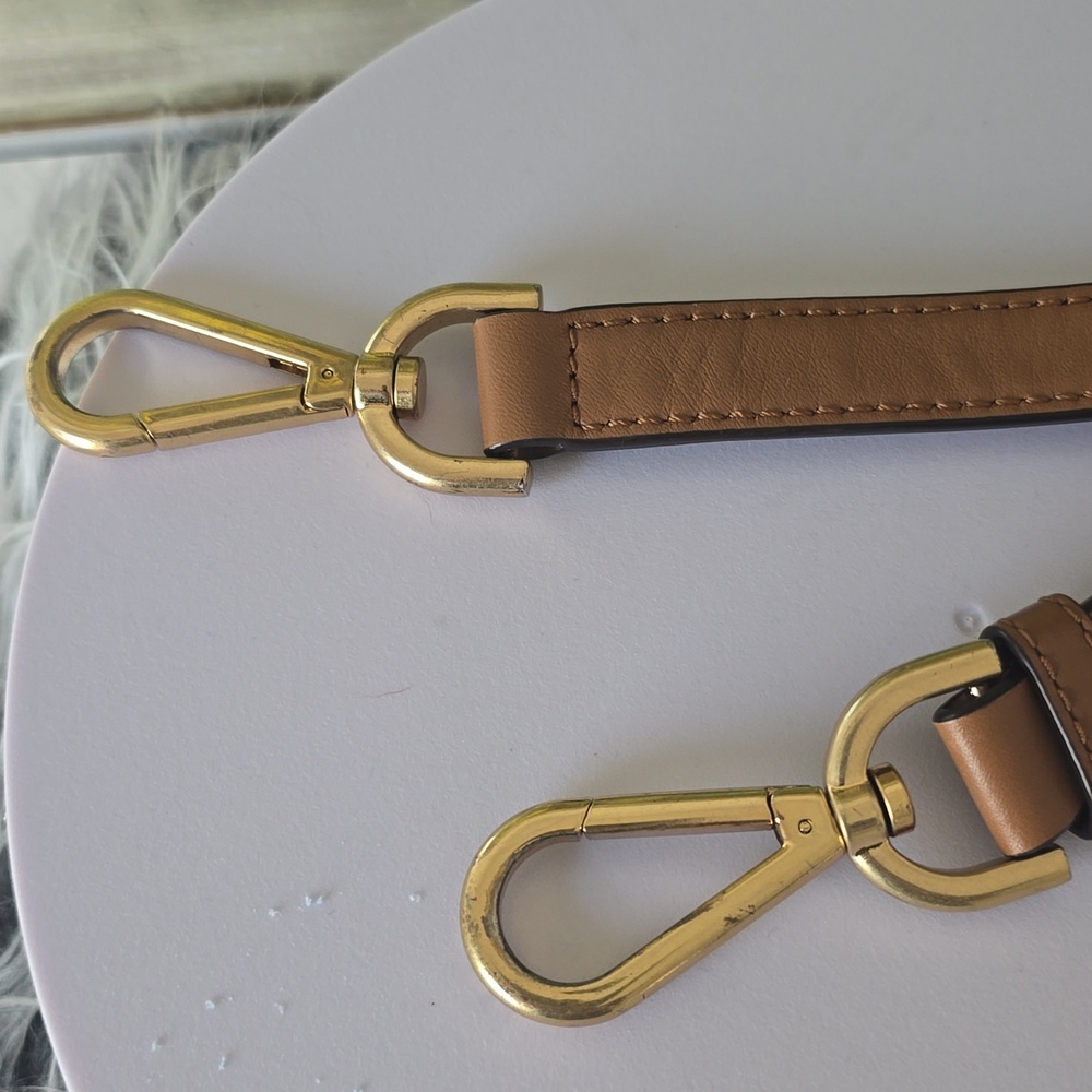 Michael Kors Brown Leather Hang Tag & Extender Strap Set Gold/Silver - Picture 6 of 6